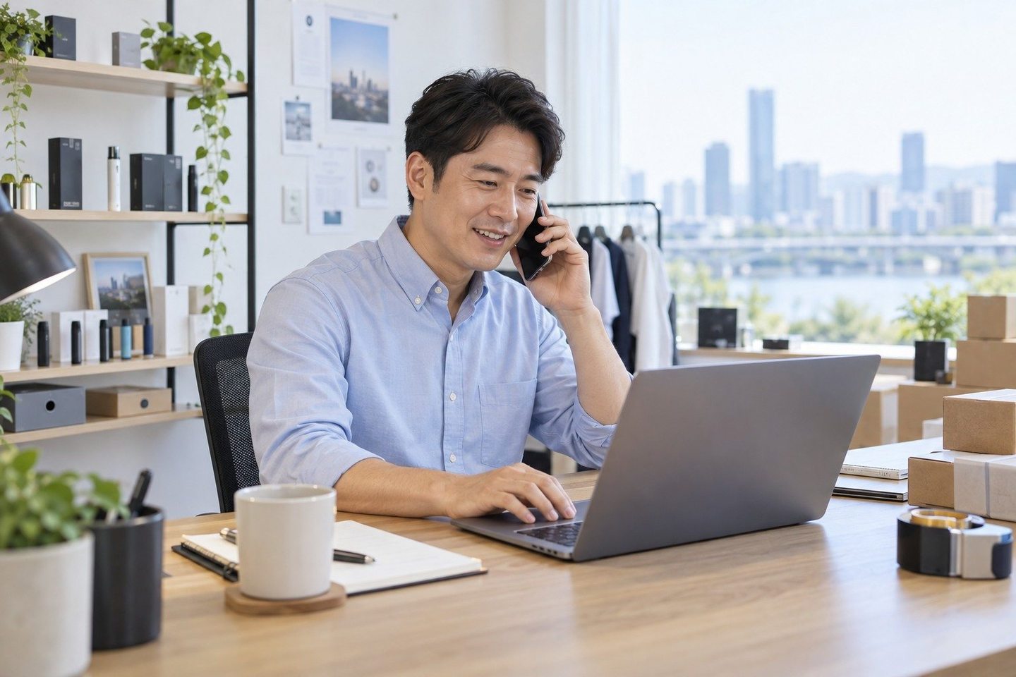 노트북과 서류를 펼쳐 내용을 확인하는 두 사람 — PG결제 웨딩 카드결제 정산토요일 본식 중 단말기가 멈춰도 연락이 닿습니다. 연락 주시면 정산 방식까지 같이 골라 드립니다.